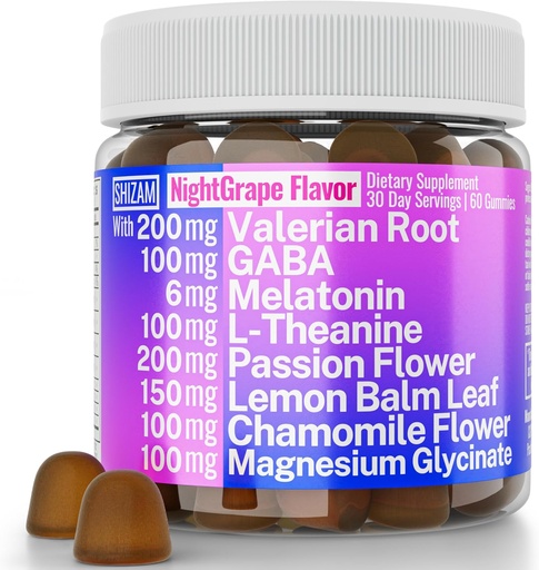 [BRSRMHQEPJ6AEFLH] SHIZAM Valerian Root Chamomile Gummies, Aid for Calm & Stress for Kids & Adults, Capsules Tincture Extract Drops Pills Chewables Tea Liquid Alt, Supplement, Valarian Roots Organic Sleep 500mg Herb