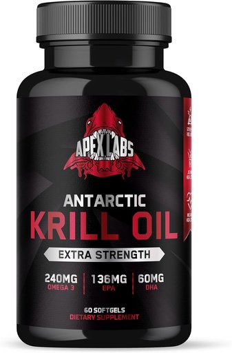 [BRSRAGL7OUCBMFL5] Antarctic Krill Oil 1000 mg with Omega-3s EPA, DHA, Astaxanthin and Phospholipids 60 Softgels