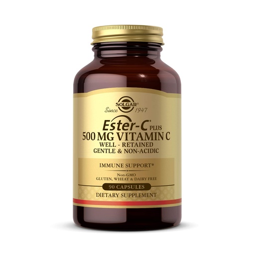 [BRSWYAYTDMMGM2A7] Solgar Ester-C Plus 500 mg Vitamin C with Citrus Bioflavonoids - 90 Capsules - Gentle & Non Acidic, Well Retained - 24-Hour Immune Support - Non-GMO, Gluten Free - 90 Servings