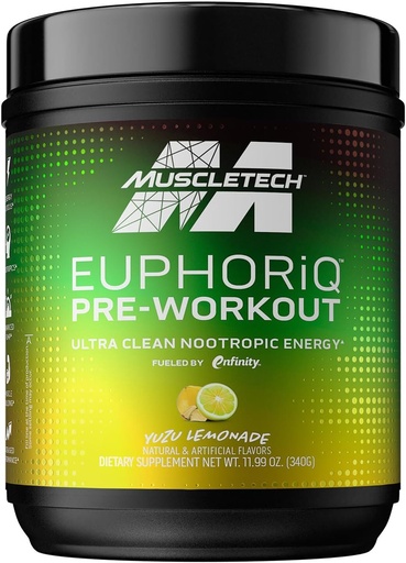 [BRSRMFL7OIMRQF3V] Pre Workout Powder MuscleTech EuphoriQ PreWorkout Smart Pre Workout Powder for Men & Women Caffeine Metabolite Fueled with Paraxanthine Yuzu Lemonade (20 Servings)