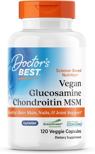 [BRSWGHYZDEHWYGQU] Doctors BEST Vegan Glucosamine Chondroitin MSM, Healthy Hair, Skin, Nails, & Joint Support, Non-GMO, Gluten Free, Soy Free, Vegan 120 Veggie Capsules