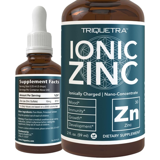 [BRSWYZT5CICBYFA7] Ionic Liquid Zinc – 8 Month Supply, Adjustable Dosing for Adults – High Absorption, Vegan, Glass Bottle – Supports Immune System, Brain & Thyroid Health – Essential Mineral Supplement (2 oz)