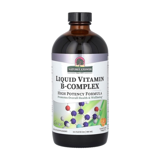 [BRSWIZ35BEGBKA3E] Nature's Answer Liquid Vitamin B-Complex Supports Healthy Energy Levels | Promotes Healthy Nerve Function | All-Natural Tangerine Flavor | Gluten-Free & Benzoate-Free 16oz | High Potency Formula, Supports Healthy Energy Levels, All-Natural Tangerine Flavor, Gluten-Free & Benzoate-Free