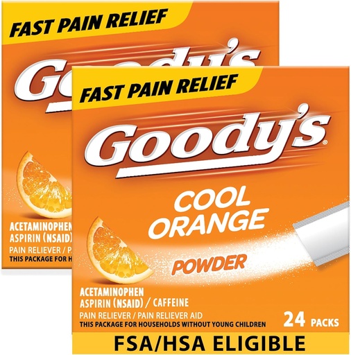 [BRSWGZYEBV7BA2DP] Goody's Extra sterkte Hoofdpijn Poeder, Cool Orange Flavor Oplossen Packs, 24 Individuele Verpakkingen (2 Pack)