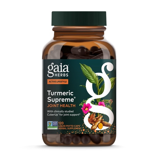 [BRSWKH36OZ7BKFLG] Gaia Herbs Turmeric Supreme Joint Health - Joint Support Supplement with Cucumber, Quercetin, Black Pepper, Ginger Root, Curcuminoids & More* - 120 Liquid Phyto-Caps (60 Servings)
