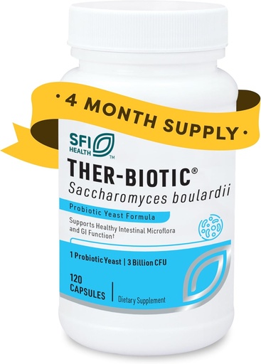 [BRSWIYIZCIARMGT4] Klaire Labs SFI Health Saccharomyces Boulardii Probiotic - Acid Resistant & Shelf-Stable Supplement to Support Healthy Yeast Balance, Immune & Digestive Health - Hypoallergenic, Dairy-Free (120ct)