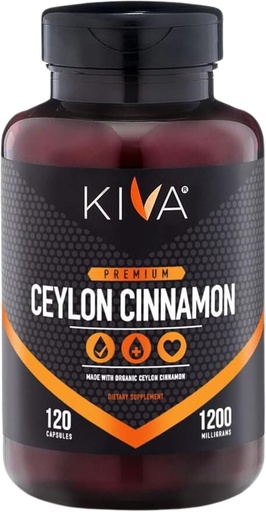 [BRSWGFI7CEMAKCL6] Kiva Premium Ceilono cinamono miltelių kapsulės (120 Veggie kapsulių), Pure Ceilono cinamonas iš Šri Lankos, Vegan, Non- GMO, be gluteno