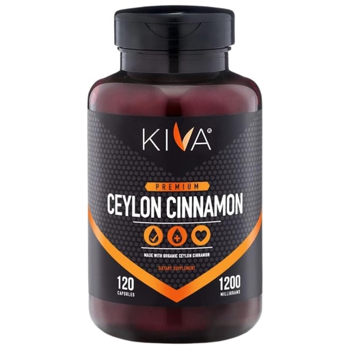 [BRSWGFI7CEMAKCL6] Kiva Premium Ceylon Cinnamon Powder Capsules (120 Veggie Capsules), Pure Ceylon Cinnamon from Sri Lanka, Vegan, Non-GMO, Gluten-Free