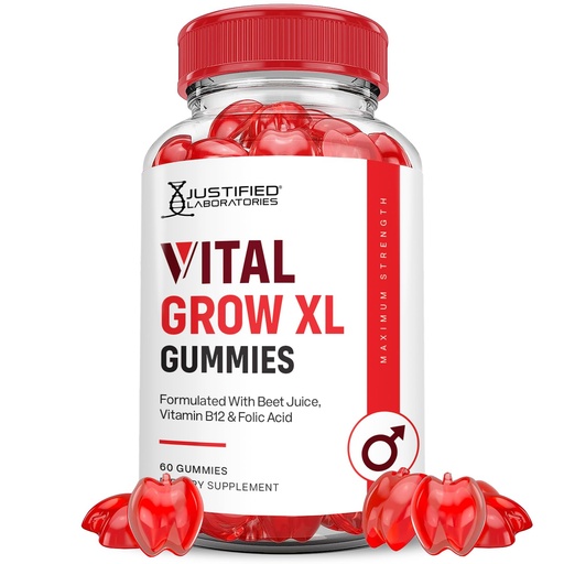 [BRSRAHYPCAHAYCLA] Justified Laboratories Vital Grow XL Gummies (1000 mg) - 60 Count - Formulated with Apple Cider Vinegar, Folate & Vitamin B12 - Non-GMO, Vegan, Gluten Free - 30 Servings