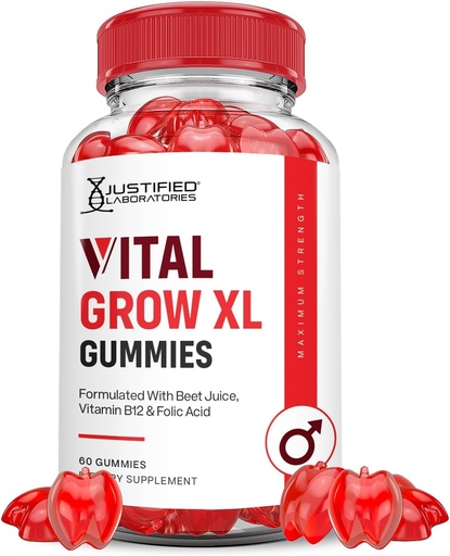 [BRSRAHYPCAHAYCLA] Justifikatutako laborategiak Vital Grow XL Performance Gummies 1000MG Advanced Formulated ACV Pomegranate Beet Juice Powder B12 Vegan Non GMO 60 Gummys