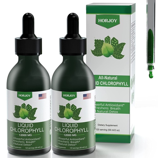 [BRSRMCAZCV7B4E3K] Chlorophyll Liquid Drops - 100% Natural Energy Booster and Immune Support - Internal Deodorant and Detox - Altitude Sickness Relief - Fast Absorption, Vegan & Non-GMO - 120 Servings (Pack of 2)