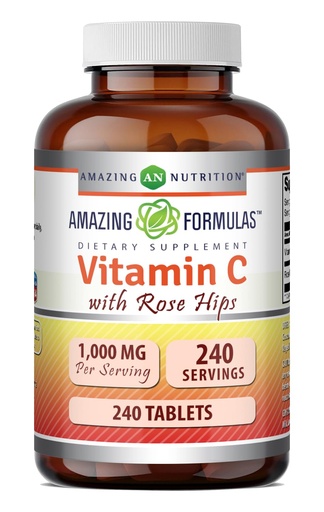 [BRSWK234BYIRE3DM] Amazing Formulas Vitamin C with Rose Hips Supplement | 1000 Mg | 240 Tablets | Non-GMO | Gluten-Free | Made in USA