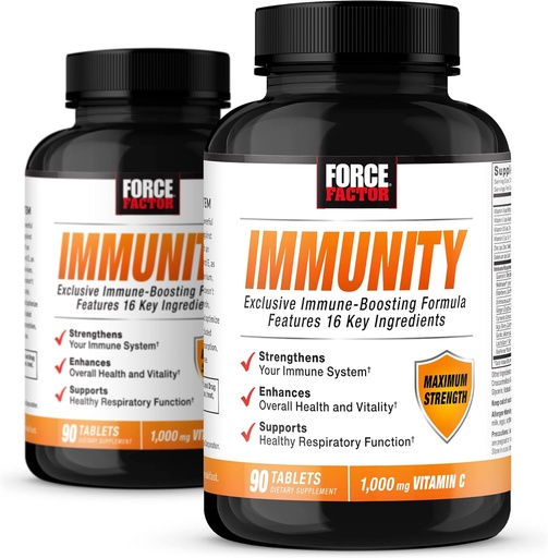 [BRSWYBT3OVYRSFLL] FORCE FACTOR Imunity, Immune Support Booster s bazami a 1000 mg vitamínu C, Plus vitamín D, zinok, probiotiká, antioxidanty, a Echinacea pre imunitné zdravie obrany, 90 Počet (Stock of 2)