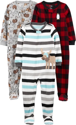 [BRSWYHT3DMAQ23L3] Simple Joys by Carter's Toddlers and Baby Boys' Loose-Fit Flame Resistant Fleece Footed pyjama's, Pack of 3