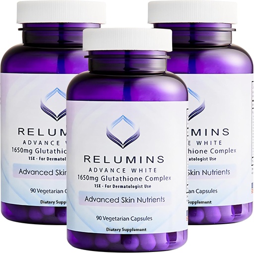 [BRSW22QLCAGQMCAU] Reluminok L- Glutatione Complex 1650mg - Antioxidáns támogatás Alpha Lipoic Acid, NAC, L- Metionin, E-vitamin, Skin Health Supplement, Made in USA - 90 Vegetáriánus kapszula x 3 palack