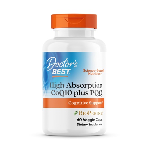 [BRSWKHQRB4GQE2TJ] Doctor's Best High Absorption CoQ10 with PQQ Supplement - Coenzyme Q10 Caps for Heart Health & Cognitive Support, Naturally Fermented CoQ10 100mg for Women & Men, Non GMO, Vegan - 60 Veg Capsules