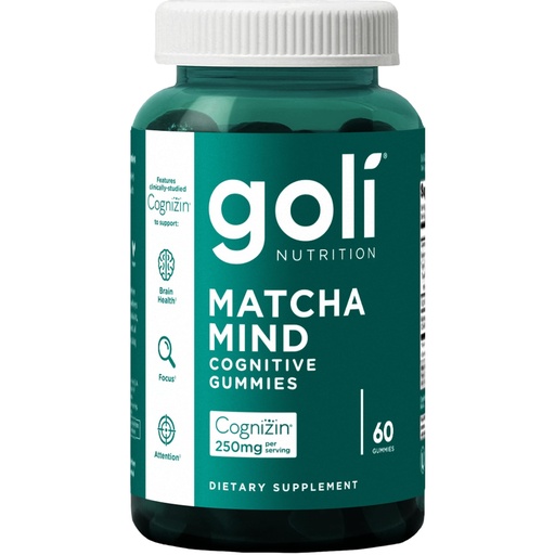 [BRSRAYY2PJ5AAYA7] Goli Matcha Mind Cognitive Gummies with Cognizin Citicoline - 250mg Citicoline Plus Matcha Powder - Brain Health and Focus Support - Vegan, Non-GMO, Gluten-Free
