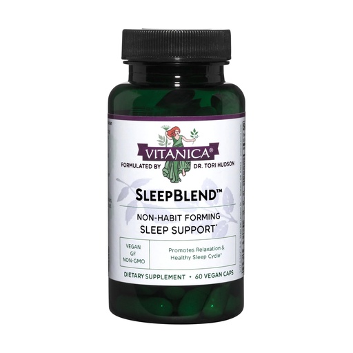 [BRSWIZ3RBMPW2ETG] Vitanica Sleepblend, Non Habit Forming Sleep Support Supplement, with Melatonin, Valerian Root, Passionflower and Hops, Vegan, 60 Capsules