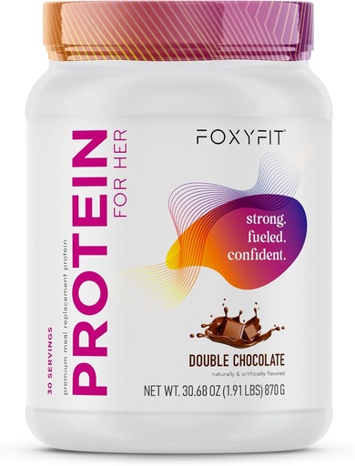 [BRSWGGIRCF7W2H3Z] FoxyFit Protein for Her, Double Chocolate Whey Protein Powder with CLA and Biotin for a Healthy Glow (1,85 lbs)