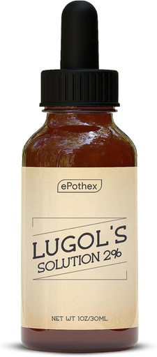 [BRSROEAKDMCWKHTJ] Solução de Lugol frasco de gota de vidro de 2% 1 oz. Contém iodeto de potássio e iodo, 30ml