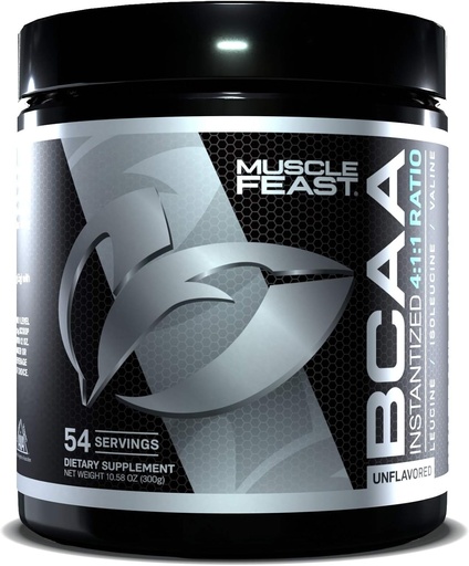 [BRSWYZDRC4FGK2TO] Festa del muscolo Vegan BCAA polvere 4:1:1 Rapporto Keto Friendly Sugar Free Post Workout Recupero, Non aromatizzato, 300g...
