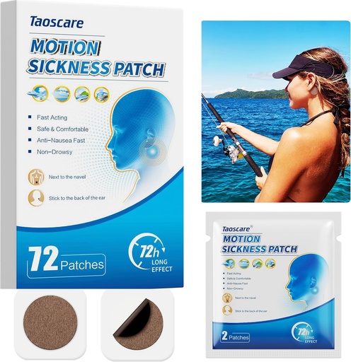 [BRSRO2Y6A4FGYHTV] Motion Sickness Patches, Sea Sickness Patch for Cruise, Non-Drowsy, Car/Ships/Airplane/Amusement Park Trip Sick Relief, Travel Essentials for Kids and Adults (72 Count)