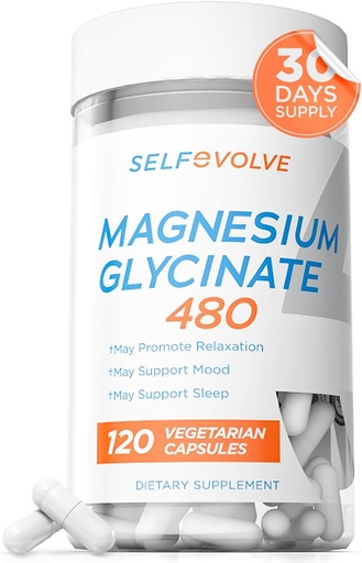 [BRSROHQQB4CQEDLH] Magnesium Glycinate 480mg - High Absorption Magnesium Supplement Support Stress Relief, Sleep, Heart Health, Nerves, Muscles, and Metabolism, 120 Veggie Capsules, 1 Month Supply