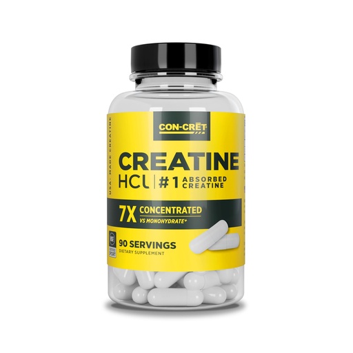 [BRSRMGIKCUCQ2HTV] CON-CRET Creatine HCl Capsules | Muscle, Cognitive, Cellular Energy Support | No Bloating or Cramps | USA Made & NSF Certified | Creatine Pills (90 ct)