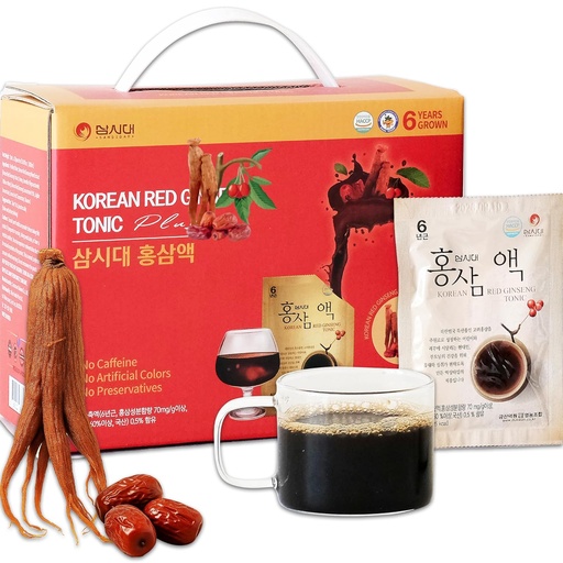 [BRSROHA5C56AA23O] SamSiDae Korean Red Ginseng Tonic – 6-årers voksende røtter med Jujube & Cornus Frukt Ekstrakt – Koffeinfri Herbal Supplement – Støtter energi og immun helse – 20 behagelige daglige pukker
