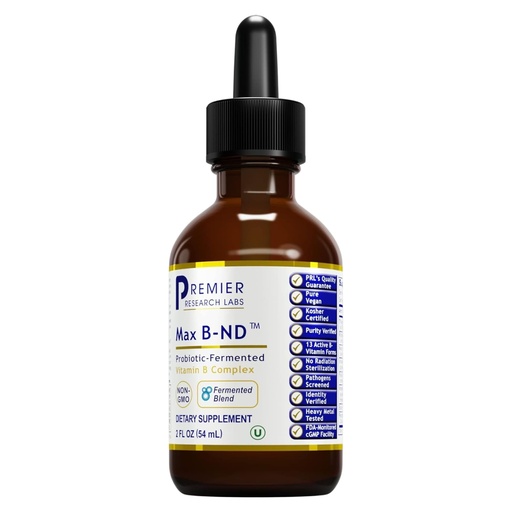 [BRSWYHY7BENWGHT5] Premier Research Labs Max B-ND Liquid Vitamin - B-Complex for Liver & Brain Health - Sublingual Drops for Energy, Immune & Adrenal Support - 2 fl oz - Thiamin, B12, B6 & More - for Men, Women