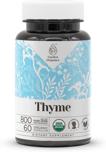 [BRSROZINOQJQACA3] Thyme 60 Capsules High-Potency Caps, трав'яні дієтичні добавки з рослинними капсулими та USDA Органічний Thymus Vulgaris) Dried Leaf (60 капсули)