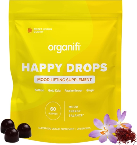 [BRSRAYY2AANQY2DD] Organifi Happy Drops - Daily Superfood Happy Gummys for Adults - Mood Supports for balance, Bliss, Energy and Take the Edge Off - Sweet Lemon Flavor - 60 Gummys (日语:日语:日語:日語:日語:日語:日food Gummys) - 維持平衡,Bliss, Energy and Take the Edge Off - Sweet Lemon Flavor - 60 Gummys