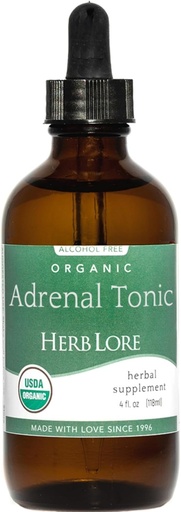 [BRSRAGIKAV7QA33O] Herb Lore Organic Adrenal Tonic Tinture - Bylinné nadobličky podpora - Adaptogén kvapky s Ashwagandha, Rhodiola a Eleuthero - Bez alkoholu - 4 Fl Oz