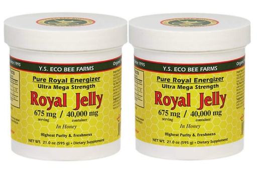 [BRSWG2YQBAORM3LJ] Y.S. Eco Bee Farms, (2 Pack) Royal Jelly, in Honey, 675 mg, 1.3 lbs (595 g)