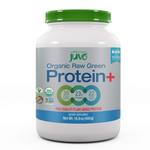 [BRSWIZYZOMDREHLI] Juvo Raw Green Protein Organic, Vegan, Gluten Free, Non-GMO, Kosher, No Stevia, 23g de proteína, Perfil Aminoácido Completo, 16.9 Ounce