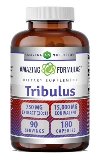 [BRSROEIQDJ7B6GTA] Amazing Formulas Tribulus Terrestris 750 Mg | Standardized 20:1 Extract | 180 Capsules | 15000 Mg Equivalent | Non-GMO | Gluten-Free | Made in the USA