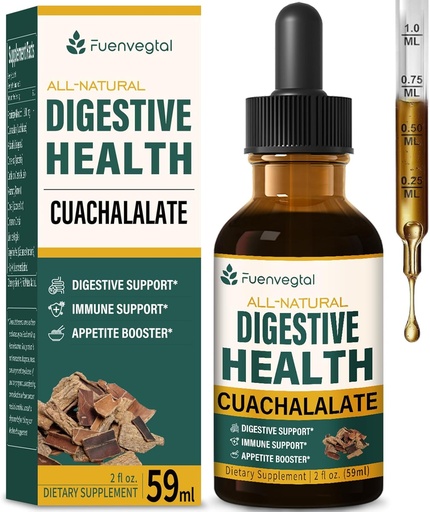 [BRSROAIPBUBWG233] Cuachalalate Digestive drops: Herbal supplement w/Licorice Root, Dandelion, Clove, Cancerina, " Kalawalla Extracts for Upset Stomach Relief, Gastric Health, " Immune System Support. 2oz