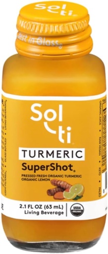 [BRSWYYYYCUIQIFDH] Sol-ti Organic Turmeric SuperShot Drink, Black Pepper Enhances Absorption and Bioavailability of Curcumin in Turmeric to Aid in Joint Support, SuperFood, 12 Pack (2.1 Fl oz)