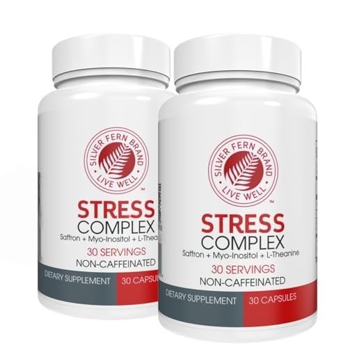 [BRSROBD5BAPGGAI3] Silver Fern Stress Complex Supplement - Without Caffeine - Sleep, Worry | Mood & More - with Saffron Supplements, L-Theanine Supplement, & Myo-inositol - Natural Stress Relief Supplement (Pack of 2)