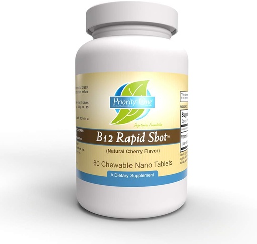 [BRSWGZQLORYA423V] Priority One Vitamins B12 Rapid Shot 60 Chewable Nano Tablets - Methylcobalamin Vitamin B12