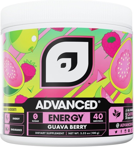 [BRSRA234AAJQKGTX] Energia avanzata - Energy Boosting Formula con elettroliti per l'idratazione - L-teanina per combattere Jitters - Sugar Free & Keto Friendly - No Maltodextrin (40 Servings) (Guava Berry)