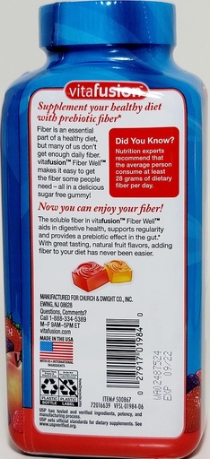 [BRSWGBL7CFYRUD3V] Vitafusion Fiber Well Sugar Free Gummy Vitamin Supplement, 220 Ct. 2 Pack