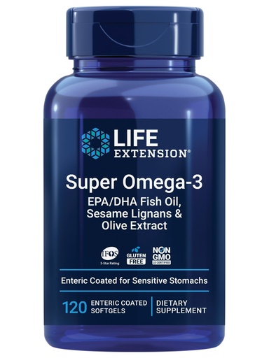 [BRSWKHD2BENGMEDK] Life Extension Super Omega-3 EPA/DHA Fish Oil, Sesame Lignans & Olive Extract – Heart Health, Brain Health, Inflammation Health Support, Gluten-Free, Enteric-Coated, Non-GMO, 120 Softgels