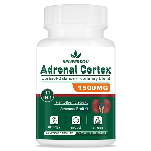 [BRSRAGQRCACRG3T6] 11-in-1 Adrenal Support Supplement, 60 Capsules | Cortisol Supplement with Pantothenic Acid and Ashwagandha - Supports Healthy Adrenal Function, Energy and Relaxation