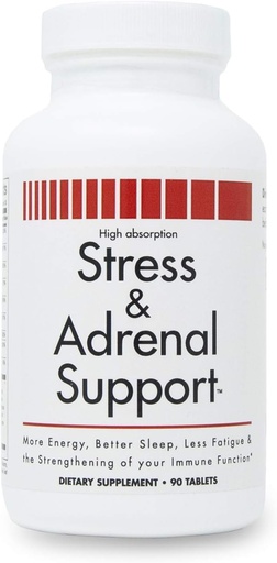 [BRSWKHQEBQFAYEYV] Stress and Adrenal Support - 90 Chewable Tablets - Citrusy Orange 맛 - 쉽게 소화 가능 - 새로운 건강 제품