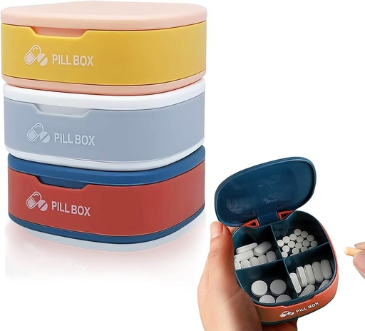 [BRSROBDYOF5GC3DX] 3PCS Pill Box 4 Compartments Pill Organizer Travel Pill Case Portable Pill Container Weekly Pill Holder til piller Vitamin Oil (Blå + Pink + Hvid)