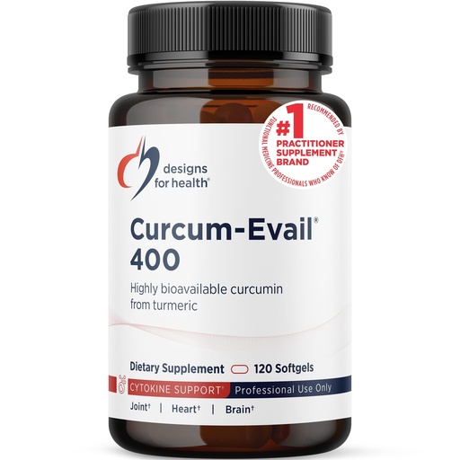 [BRSWGEIYOEIG2D3J] Designs for Health Curcum-Evail 400 - Bioavailable Turmeric Curcumin Supplements - Evail Emulsification Technology - Curcumin C3 Complex with Turmeric Oil + Vitamin E, Non-GMO (120 Softgels)