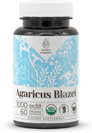 [BRSROAT5AQHGK2DU] Agaricus Blazei USDA Organic 60 Capsules | High-Potency Natural Supplement | Certified Organic Vegetarian Capsules and Organic Agaricus Blazei (Agaricus blazei murill) Dried Mushroom (60 Capsules)