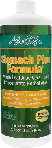 [BRSWIYT3PMDAOET6] Aloe Life - Stomach Plus Fórmula, Acprotent ràpid Tonic per a Nens, adults, & Sènials, suport de salut i ajuda als gasos, Bloant, & Nausea, Alo Verope, Gluen-Free (32 oz)