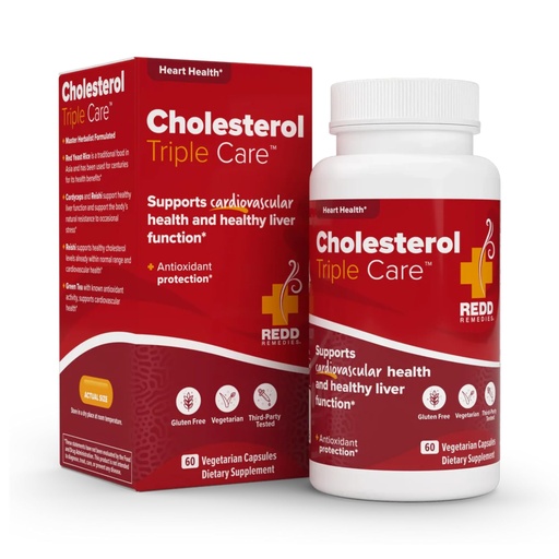 [BRSWIEAKCJ5RAEQ3] Redd Remedies, Cholesterol Triple Care, Supports Healthy Cholesterol Levels and Liver Function, 60 Vegetarian Capsules